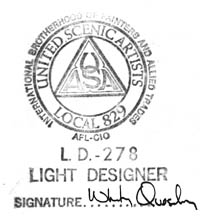 Whitney's United Scenic Artists union stamp